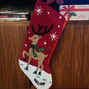 Festive Red Reindeer Christmas Stocking